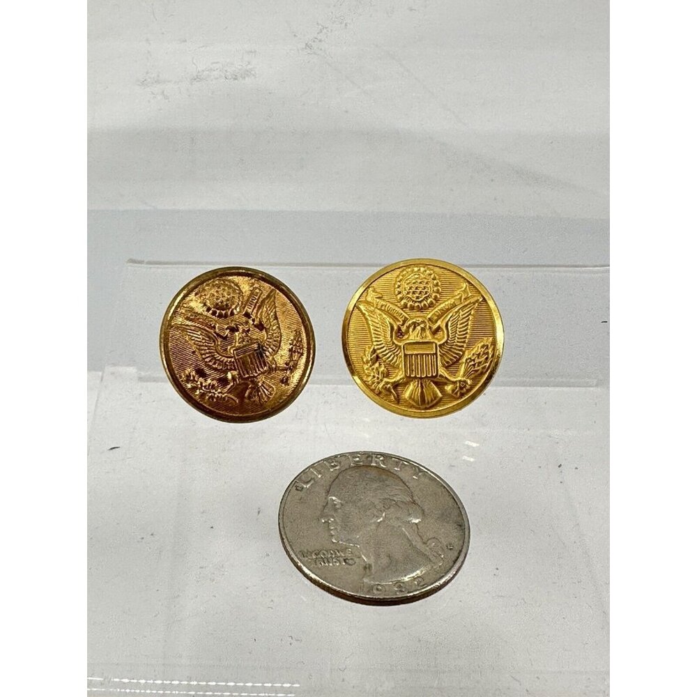 Vintage Pair Of Military USA  EAGLE METAL BUTTONS shank Navy Gold 1” (K-123)